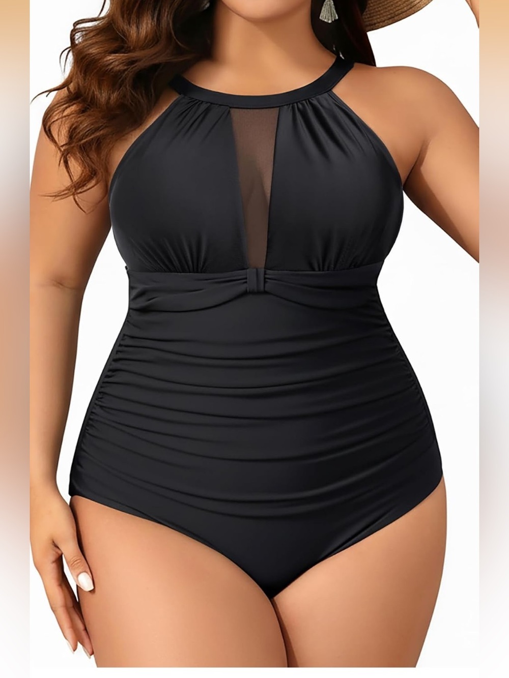 Plus Size One Piece Swimsuit Tummy Control  High Neck 26W. 2094/7-1